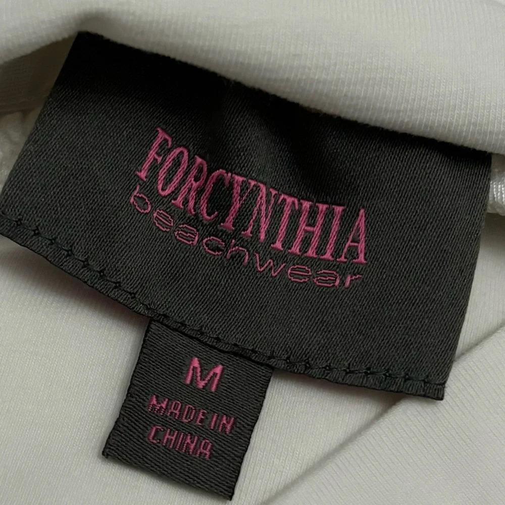 For Cynthia Beachwear 100% Linen Wide Leg Pants White Nautical Boho Size Medium - Picture 3 of 12